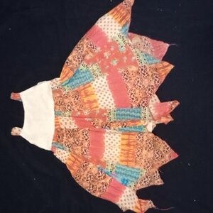 Blueberi Boulevard Patchwork Dress in Orange and Blue